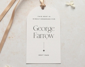 Boho Wedding Reserved Seat Tag: Arch Design, Personalized