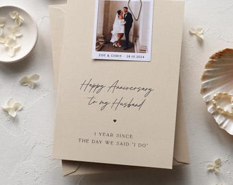 Personalised Wedding Anniversary Card with Mini Photo & Gold Paperclip