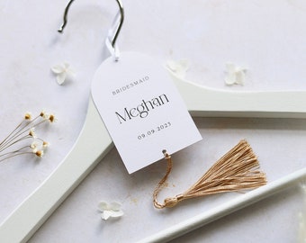 ARIA - Personalised Boho Wedding Hanger Tags with Tassel. Boho Arch Tags. Choose your tassel colour