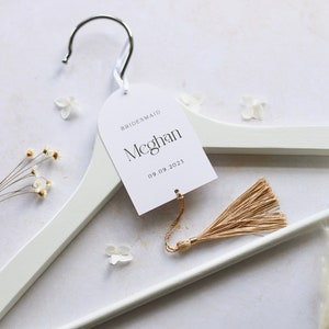 ARIA Personalised Boho Wedding Hanger Tags with Tassel. Boho Arch Tags. Choose your tassel colour image 1