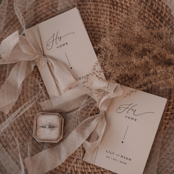 ARIA - Lot de 2 livres de vœux de mariage | Écrivez vos propres vœux | Livre de vœux de mariage personnalisé moderne avec ruban minimaliste