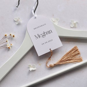 ARIA Personalised Boho Wedding Hanger Tags with Tassel. Boho Arch Tags. Choose your tassel colour image 9