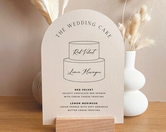 ARIA - Wedding Cake Sign Boho Arch Wedding Menus Minimal Modern Wedding Cake Sign Card A5 Size *stand not included*