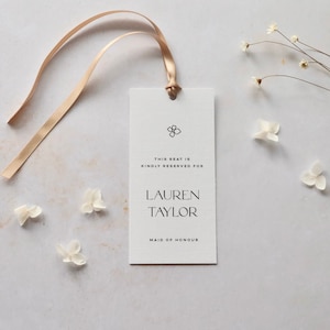 MADI - Etiqueta de asiento reservado Ceremonia de boda Diseño minimalista / Etiquetas de nombre personalizadas Diseño clásico de boda