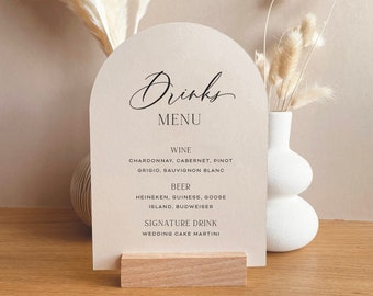 Boho Arch Wedding Bar Sign: Minimalist Drinks Menu