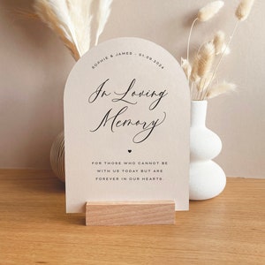ARIA - In Loving Memory signe Boho Arch | Plaque commémorative de mariage, carte de mariage moderne minimale, format A5 * support non inclus *