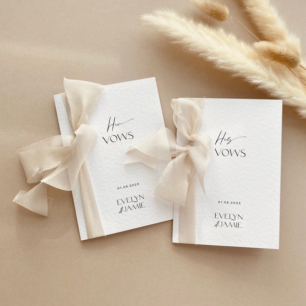 MADI - Wedding Vow Books Set of 2 | Write Your Own Vows | Personalised Modern Minimal Ribbon Wedding Vow Book