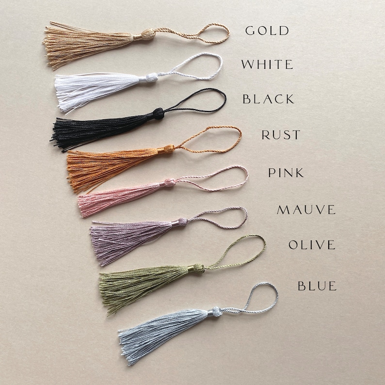 ARIA Personalised Boho Wedding Hanger Tags with Tassel. Boho Arch Tags. Choose your tassel colour image 3