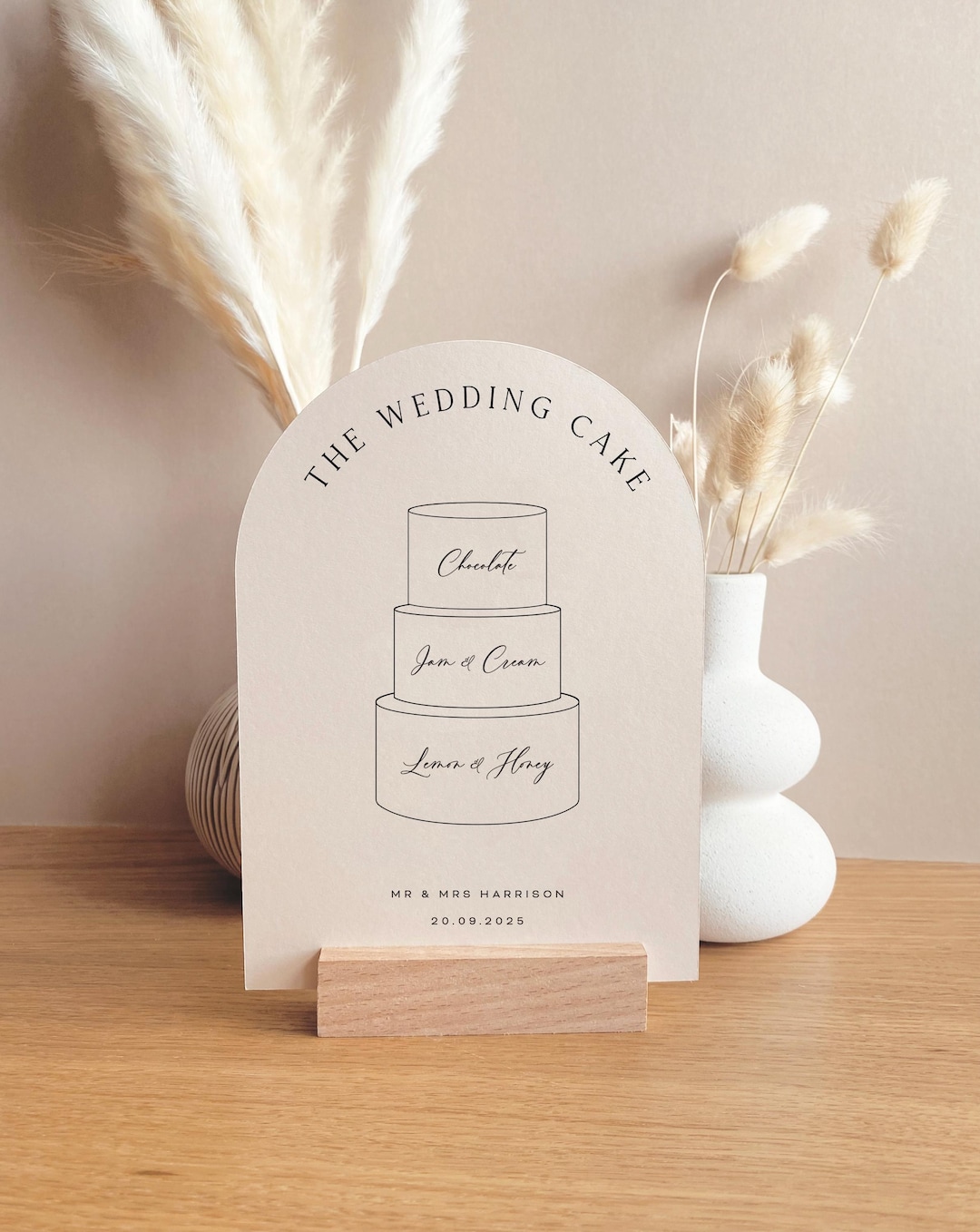 ARIA - Wedding Cake Sign Boho Arch Wedding Menus Minimal Modern Wedding ...