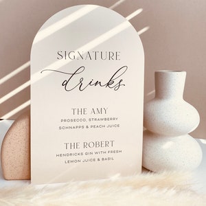 ARIA - Wedding Signature Drinks Sign Bar Boho Arch  | Wedding Bar Drinks Sign Minimal  *Stand not included* - Printed on Card 300gsm