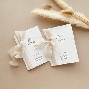 MADI Wedding Vow Books Set of 2 Write Your Own Vows Personalised Modern Minimal Ribbon Wedding Vow Book image 3