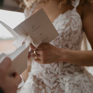 MADI Wedding Vow Books Set of 2 Write Your Own Vows Personalised Modern Minimal Ribbon Wedding Vow Book image 2