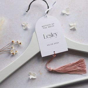 ARIA Personalised Boho Wedding Hanger Tags with Tassel. Boho Arch Tags. Choose your tassel colour image 4