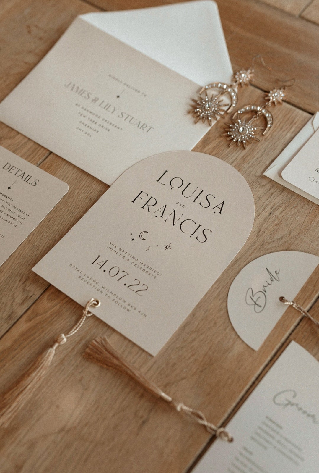 Boho Arch Wedding Invitation Suite: Celestial Moon & Stars Design - Etsy