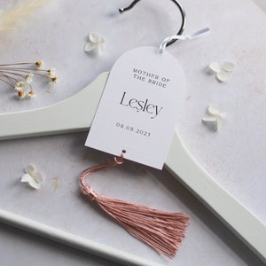 ARIA Personalised Boho Wedding Hanger Tags with Tassel. Boho Arch Tags. Choose your tassel colour image 8