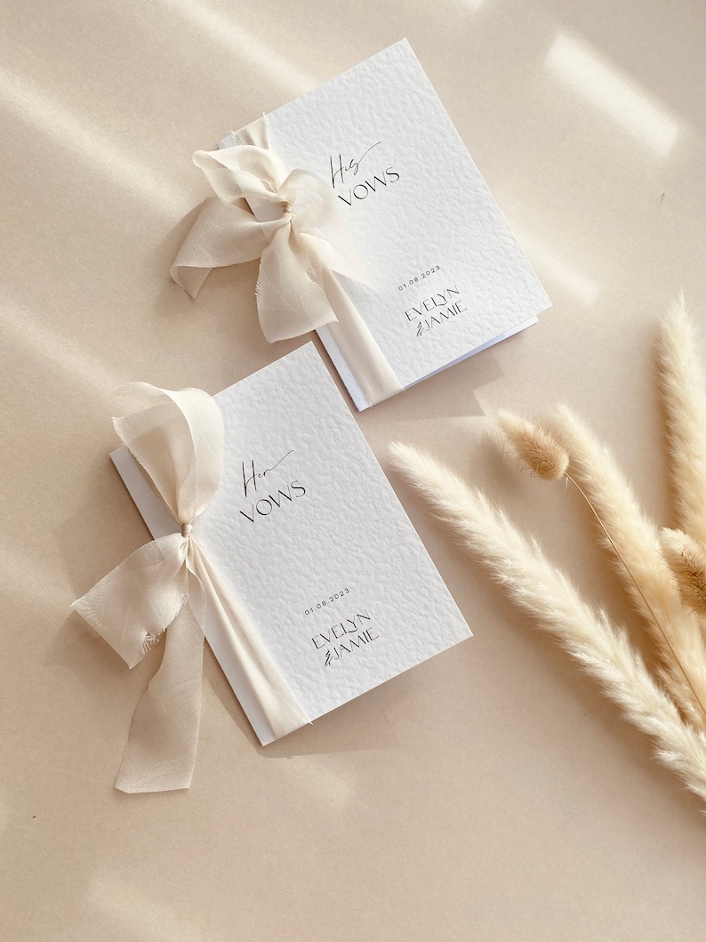 MADI Wedding Vow Books Set of 2 Write Your Own Vows Personalised Modern Minimal Ribbon Wedding Vow Book image 8