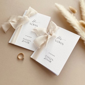 MADI Wedding Vow Books Set of 2 Write Your Own Vows Personalised Modern Minimal Ribbon Wedding Vow Book image 5