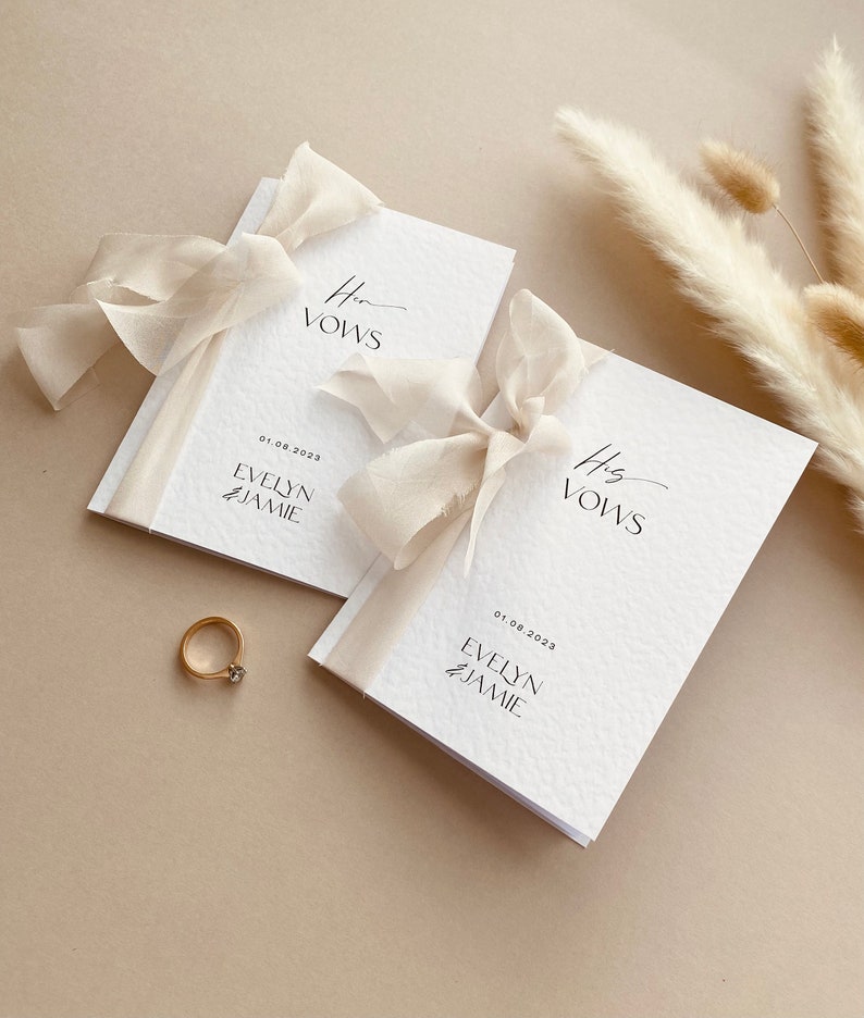 MADI Wedding Vow Books Set of 2 Write Your Own Vows Personalised Modern Minimal Ribbon Wedding Vow Book image 5