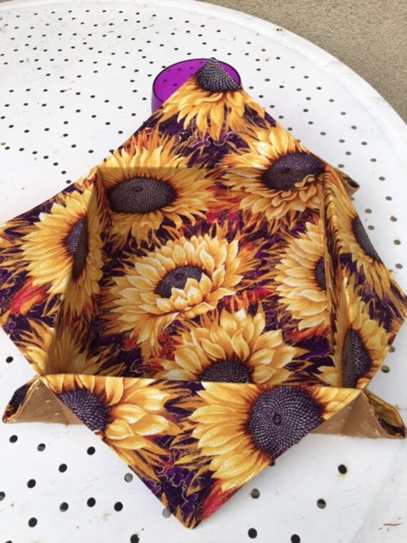 Grande Panière Carrée Motif Tournesols Coton Américain - Disponible sur Demande