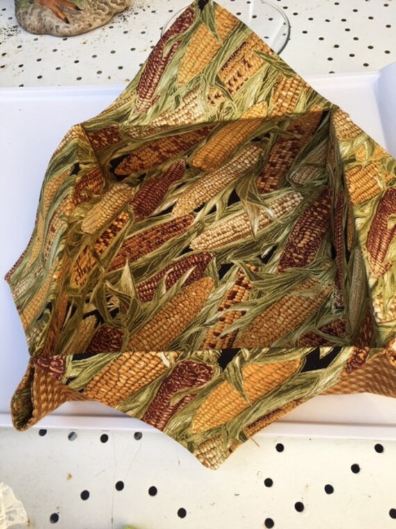 Grande Panière Carrée Motif Maïs Coton Américain