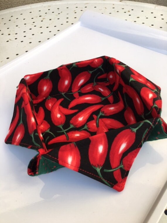 Petite Panière Carrée Motif Piment Rouge Coton Américain