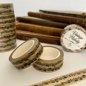 Fita washi vintage melody 15mm, notas musicais, bala, diário, papelaria, caneta, carta, academia escura, luz, partituras