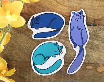 Fat Bean Cat Diecut Aufkleber lila blau Cyan Briefpapier Journaling Brief Penpal Aufkleber Dekoration