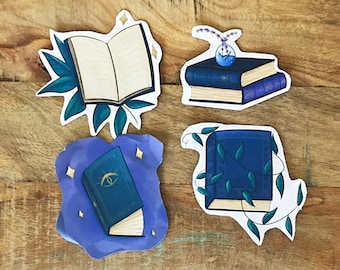Diecut Book Sticker Pack of 4 Hardcover Book Grimoire Spell Book Plant Ivy Vines Lavender Novel Stickers for Journaling Penpal Stationery