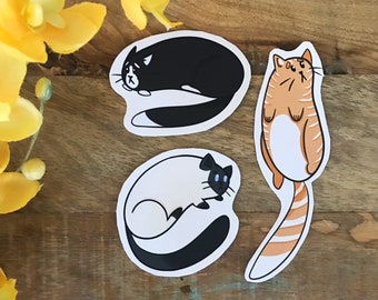 Bean Cat Die Cut Matte Sticker Pack Fat Cat Tuxedo Orange Tabby Siamese Cat Stationery Letter Penpal Journal Journaling Sticker
