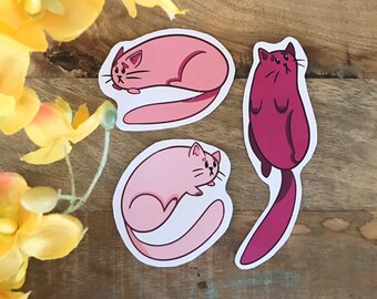 FettE Bumkatze sterben geschnitten Matt Aufkleber rosa Magenta Pastell Bubblegum Journaling Briefpapier Penpal Brief Aufkleber