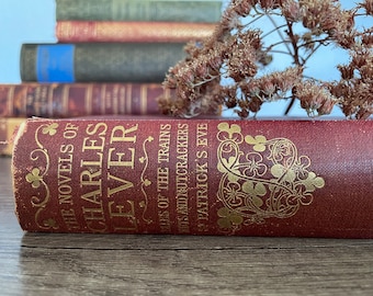 Antique Leather Hardback ‘The Novels of Charles Lever’ 1899 Limited Edition Vintage Hardcover Dark Academia