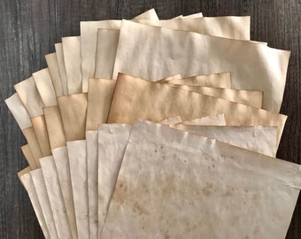 25 Sheets of Variety Coffee Dyed Paper - Stationery Set, Journaling, Scrapbook, Junk Journal, Penpal Letter, Vintage, Dark Academia, Collage
