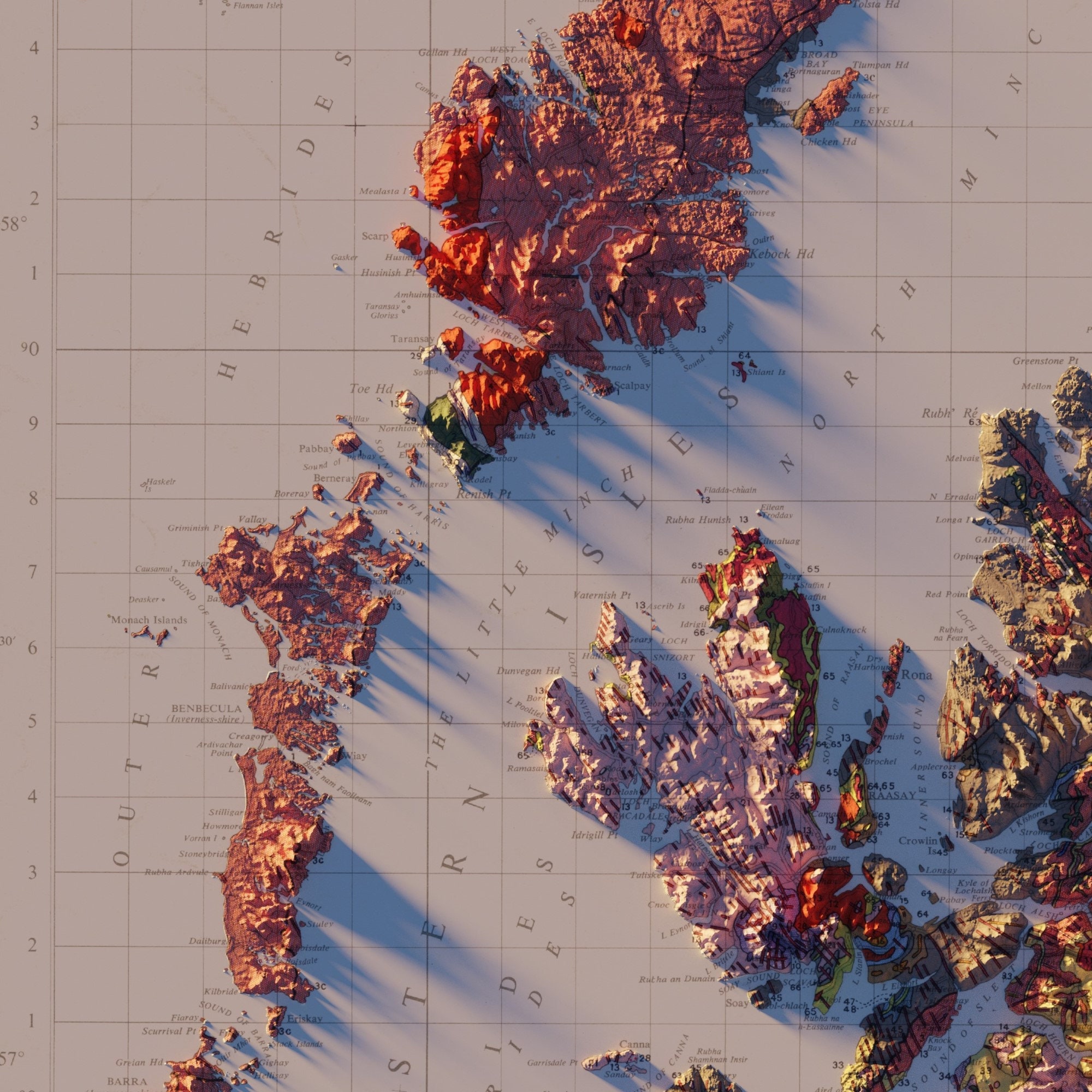 3D effect 1957 Scotland geological map sunset  Etsy