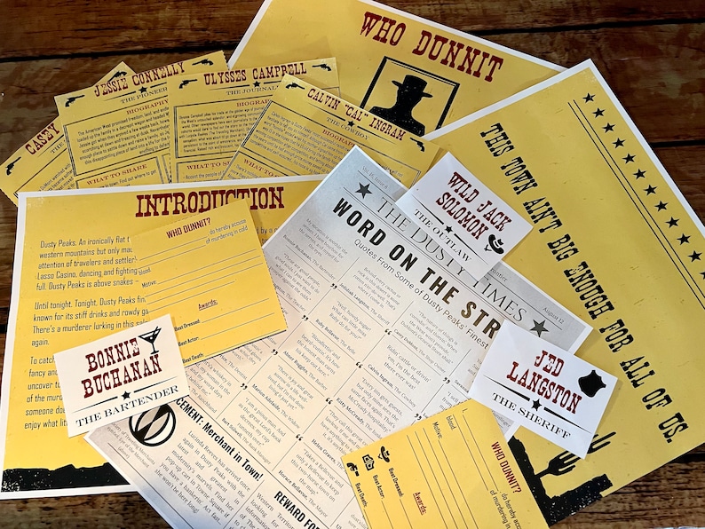 Murder Mystery Party Kit wild West 1520 Players Instant Etsy