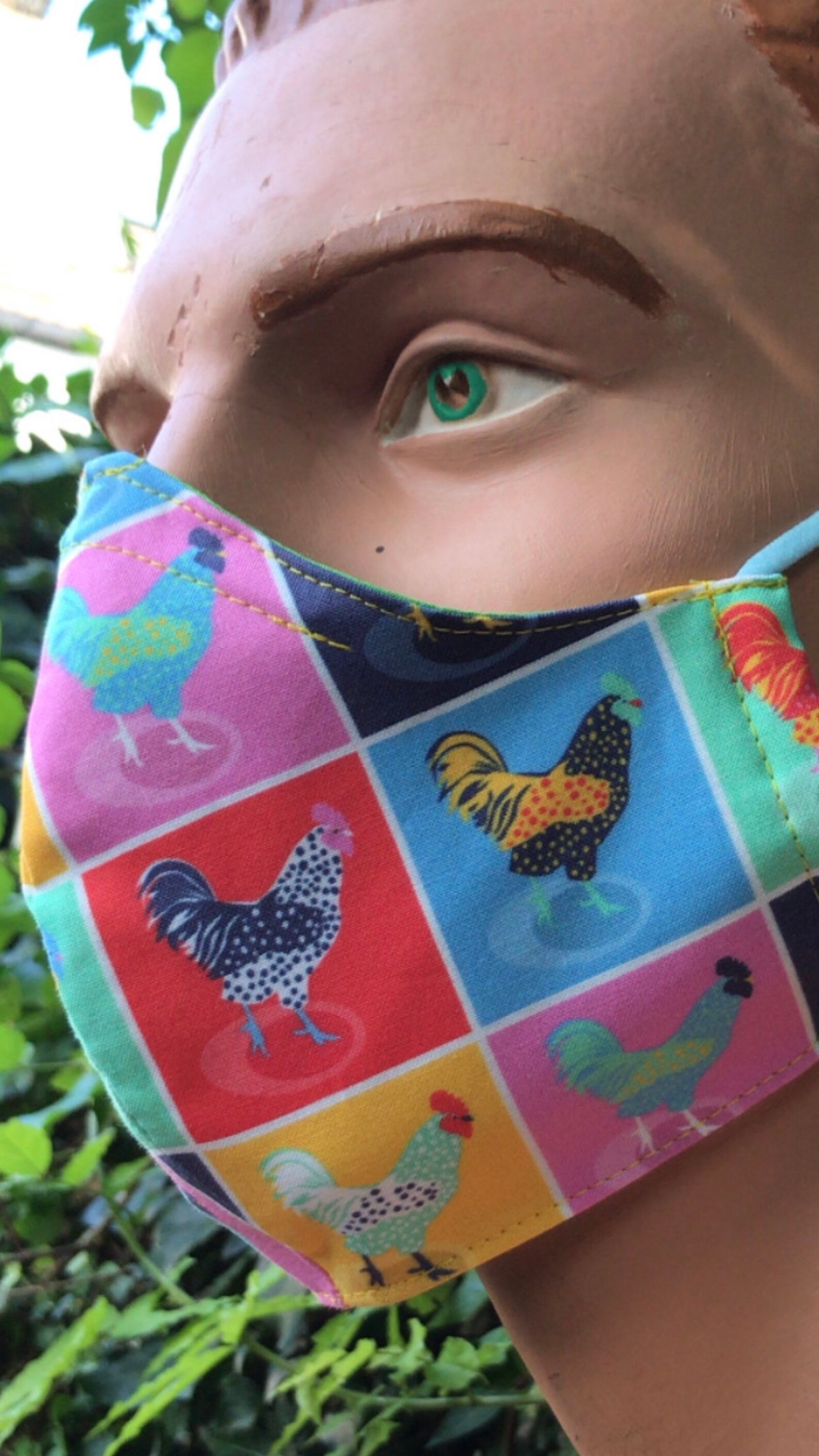 Hen party chick face maskchickens henhenspop artfarmyard Etsy