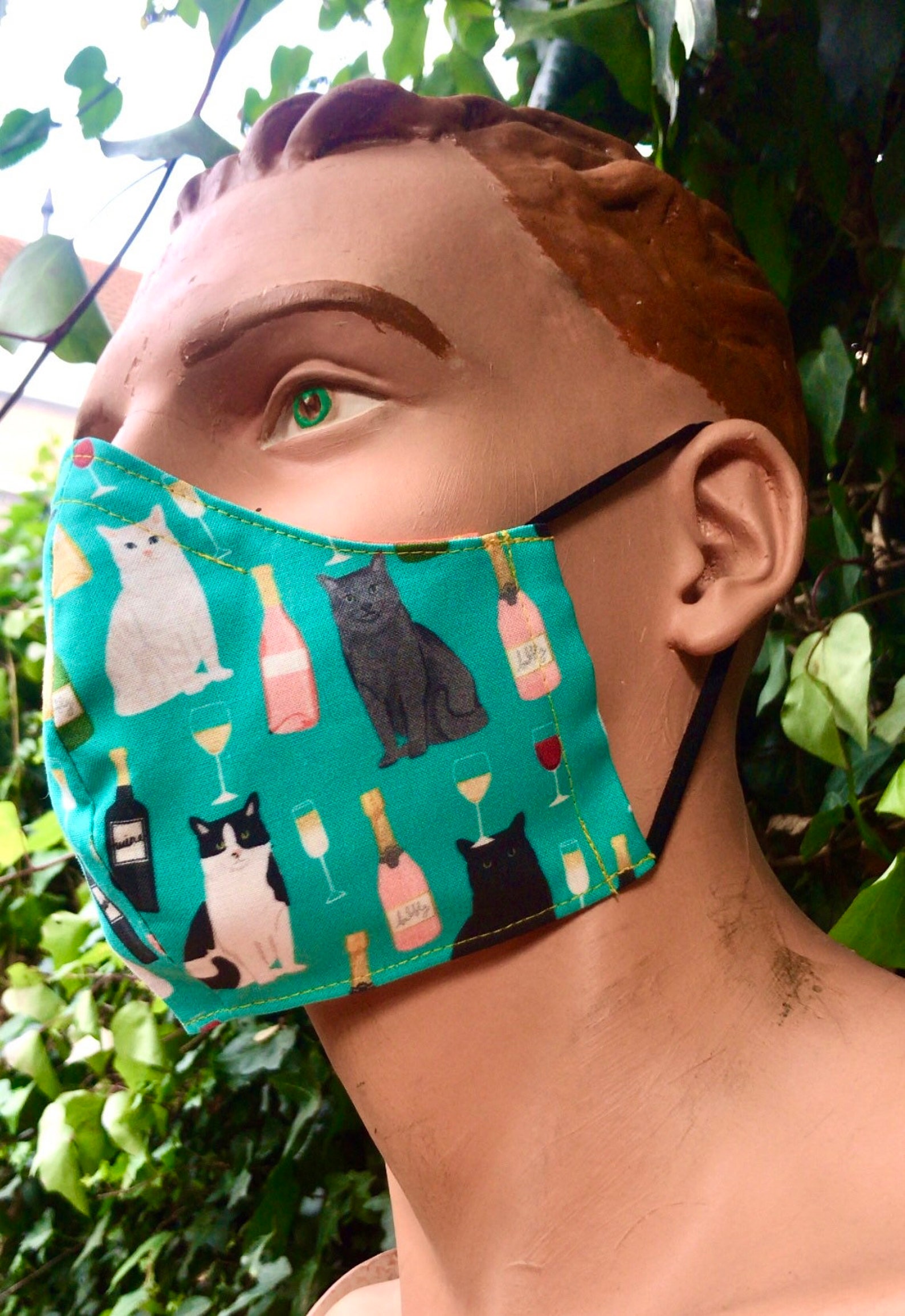 Cats and wine facemaskcats FaceMaskcat maskcute cats face Etsy