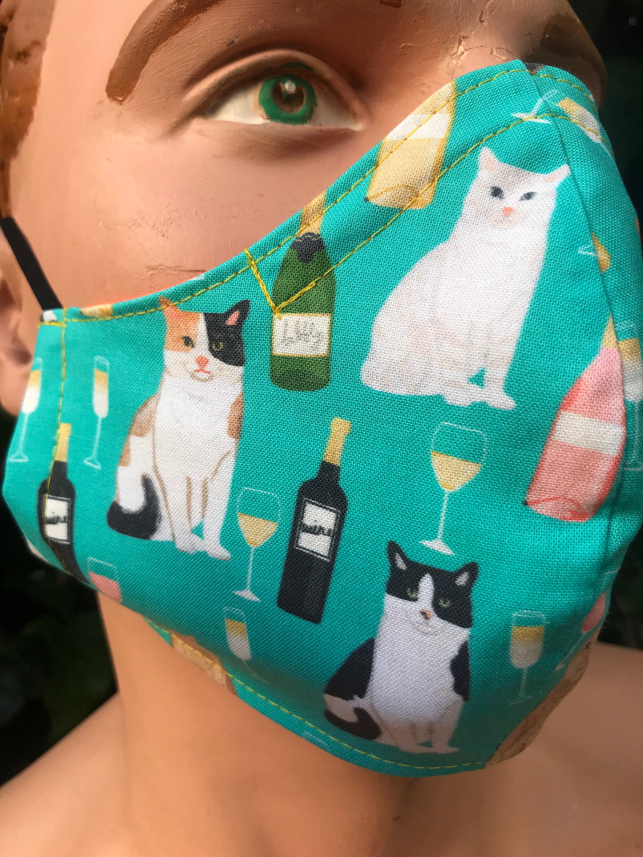 Cats and wine facemaskcats FaceMaskcat maskcute cats face Etsy