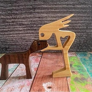 Girl with 3D Floppy Ear Dog Wooden Statue 5.0 (185)