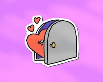 Cartoon Heart Vinyl Sticker: 90's Style, Laptop, Water Bottle