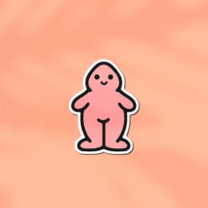 Pink Shape Character Sticker, Glossy Waterproof, Suitable on Water Bottle Laptop, Kindle, Journal image 1