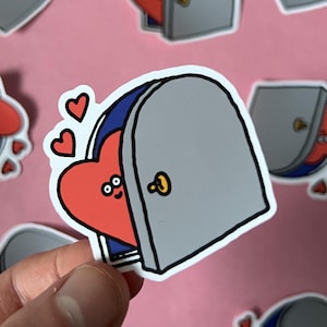 Adesivo de coração de amor, pequeno coração de desenho animado, vinil romântico estilo anos 90, papel brilhante para laptops, garrafas de água, capas de celular, Kindle.