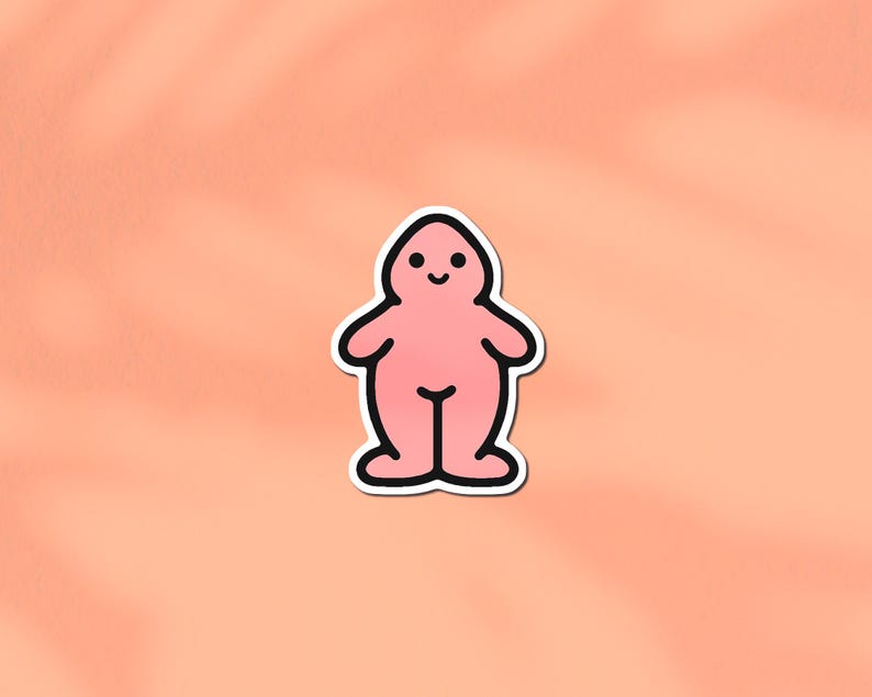 Pink Shape Character Sticker, Glossy Waterproof, Suitable on Water Bottle Laptop, Kindle, Journal image 1