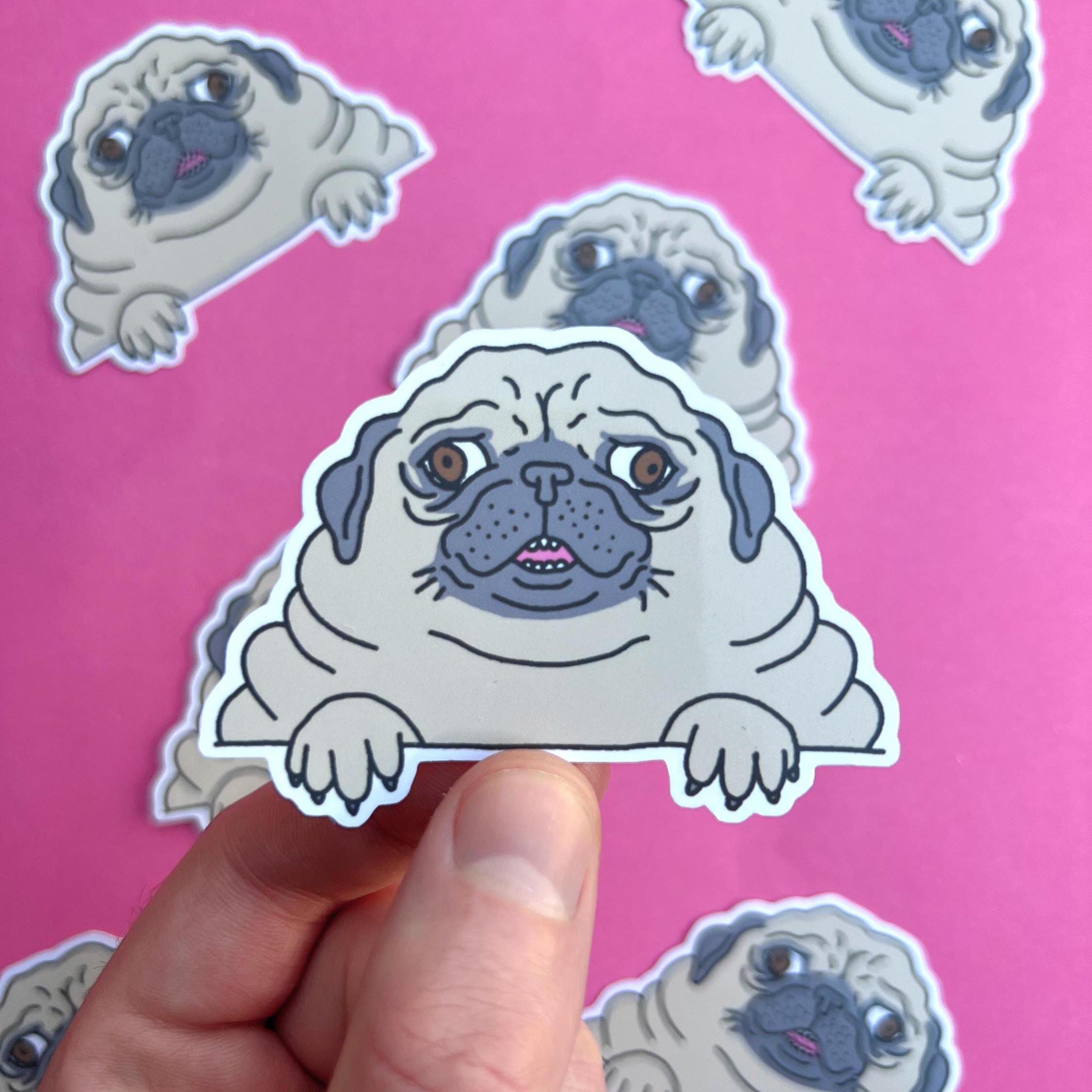 Funny Pug Sticker: Hand Drawn Dog, Waterproof Vinyl UK