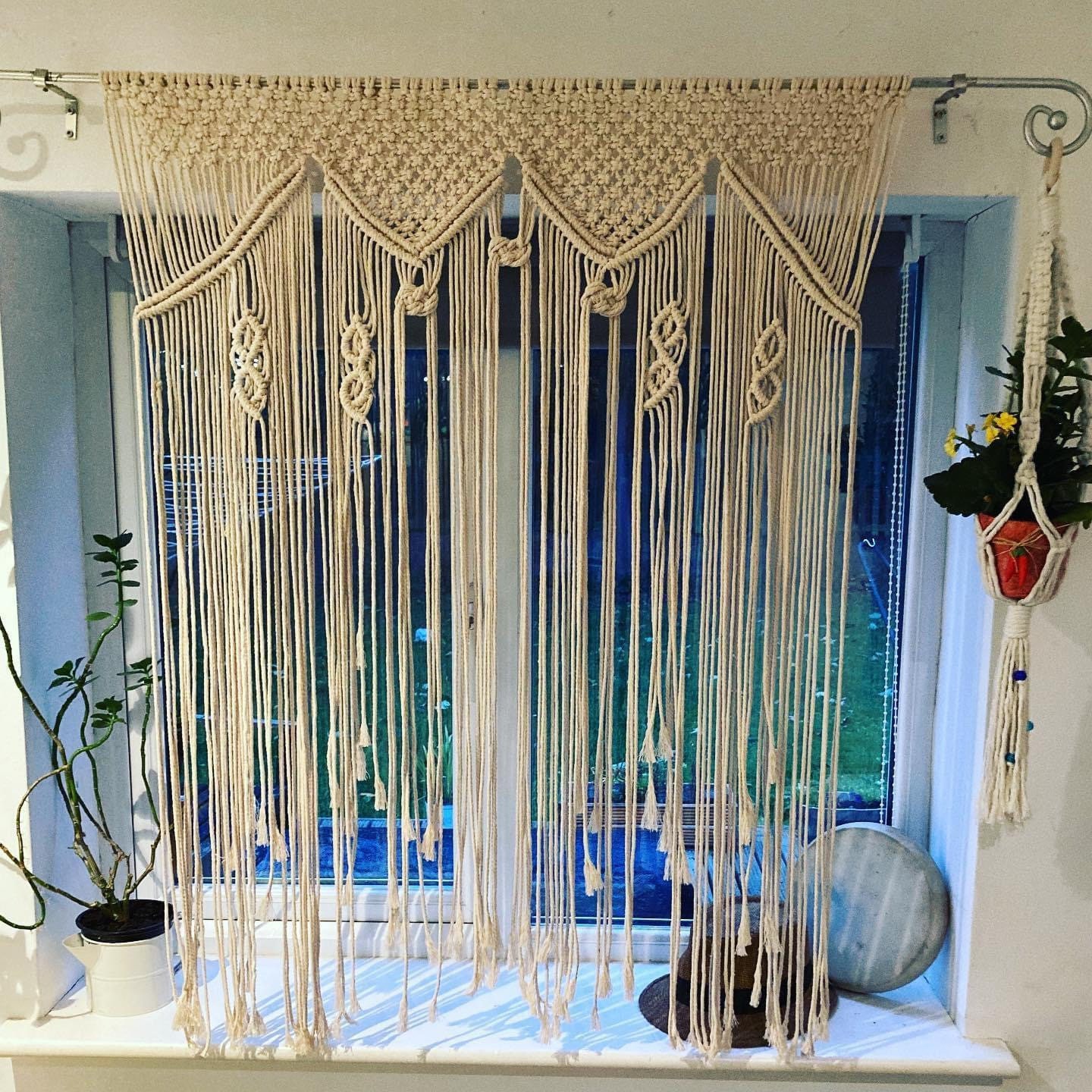 Macrame window curtain Etsy