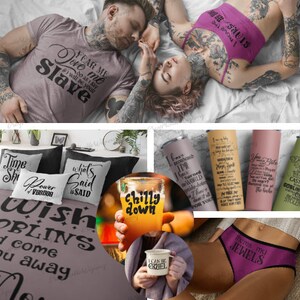 K&ouml;nnte beinhalten: Ein Set aus vier Bechern mit verschiedenen Designs und Texten. Die Becher sind in Pink, Gr&uuml;n und Silber. Der Text auf den Bechern lautet "I have survived", "You Bitch", "Time She Said" und "Castle Goblin".