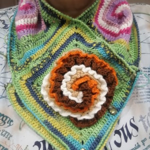 Crochet scarf Granny square Boho Cozy Gift for him Gift for her