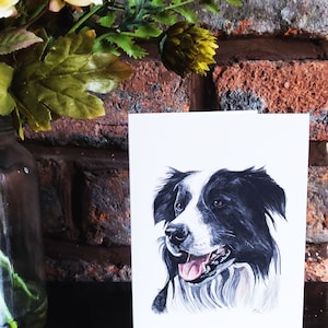 Carte de voeux aquarelle pour border collie | Carte d'anniversaire de chien | Carte de voeux peinte à la main | carte chien | Blanc à l'intérieur | Carte chien
