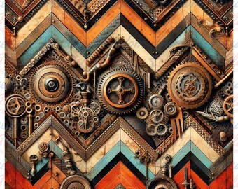 Chevron & Steampunk 2/Printed Vinyl/Adhesive Vinyl/Holographic Vinyl/Tumbler Wrap