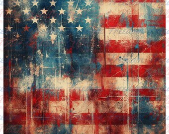 Distressed American Flag Vinyl Sheet | Patriotic Grunge Tumbler Wrap