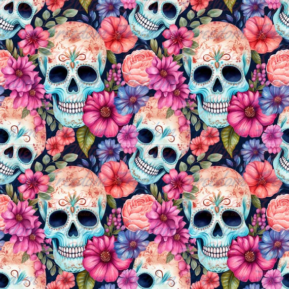 Floral Sugar Skull Tumbler Wrap | 20oz & 30oz HOGG | Printed Vinyl Sheet